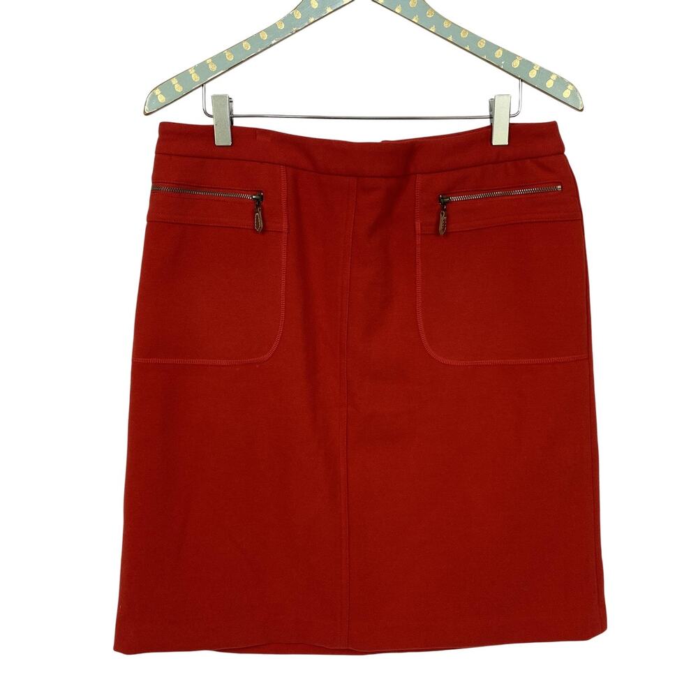 J McLaughlin Skirt Womens 10 Red Lyndon A-Line Pockets Career Brushed Knit 32x20